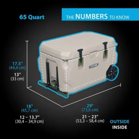 Lifetime 65 Quart High Performance Wheeled Cooler, Pumice Stone (91179) image {1}