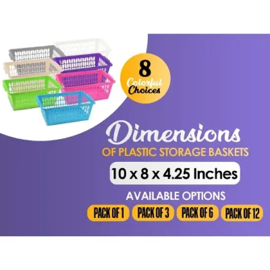 YBM HOME Plastic Perforated Storage Basket Bin Office Drawer, Shelf Desktop CountertopTray Organizer 32-1184, Pack of 12 image {5}