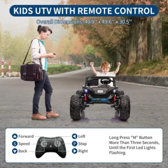 2 Seaters 24V Ride on UTV with Remote Control,10AH Battery, 400W Powerful Motors, Electric Ride Toy with Metal Suspension,LED Lights, Music, Horn image {4}