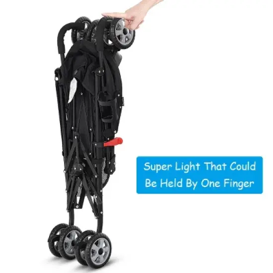 Infans Baby Lightweight Stroller, Compact Travel Stroller, Adjustable Backrest & Canopy, Foldable Umbrella Stroller for Toddlers, Black image {5}