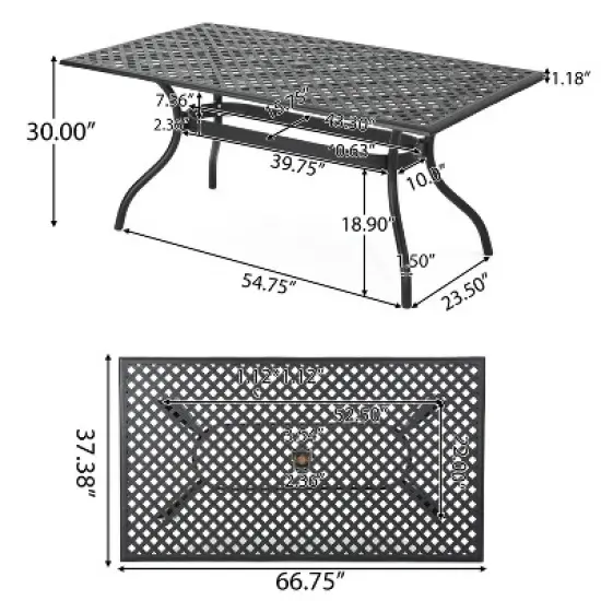 Christopher Knight Home Bonneville Outdoor Cast Aluminum 7 Piece Dining Set with Umbrella Hole, Antique Matte Black image {2}