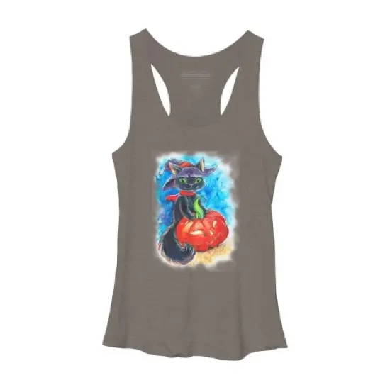 Women's Design By Humans halloween. the witch cat By POLINART Racerback Tank Top image {10}