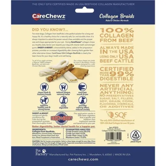 Pet Factory CareChewz Collagen Skinny Braid Sticks - 6-7", 15 Count image {3}