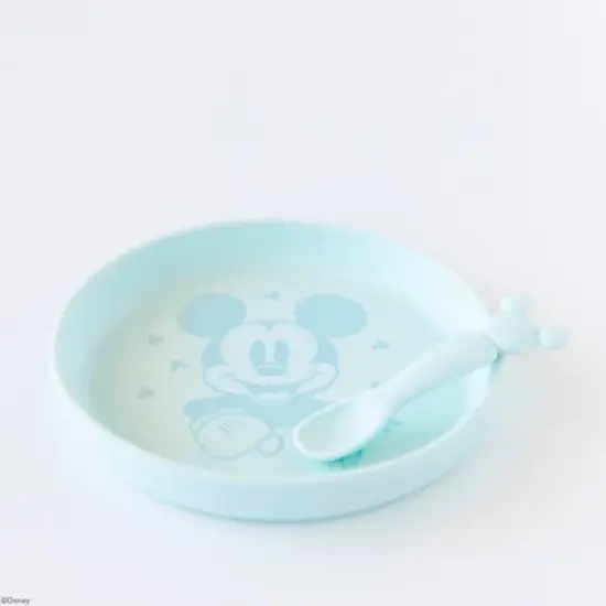 Bumkins 2pc Mickey Mouse Dinnerware Set - Light Blue image {1}