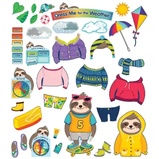 Carson-Dellosa Carson Dellosa One World Sloth Dress Me for the Weather Bulletin Board Set 54 Pieces image {5}