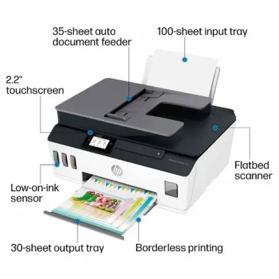 HP Smart Tank 651 Wireless All-In-One Color Refillable Supertank Printer, Scanner, Copier (7XV38A) image {3}