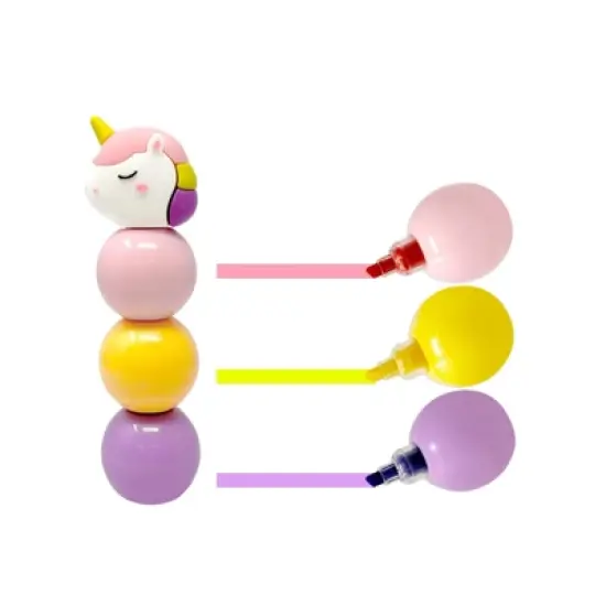 Wrapables Mini Stackable Highlighters, Cute Multi-color Markers, Unicorn image {6}