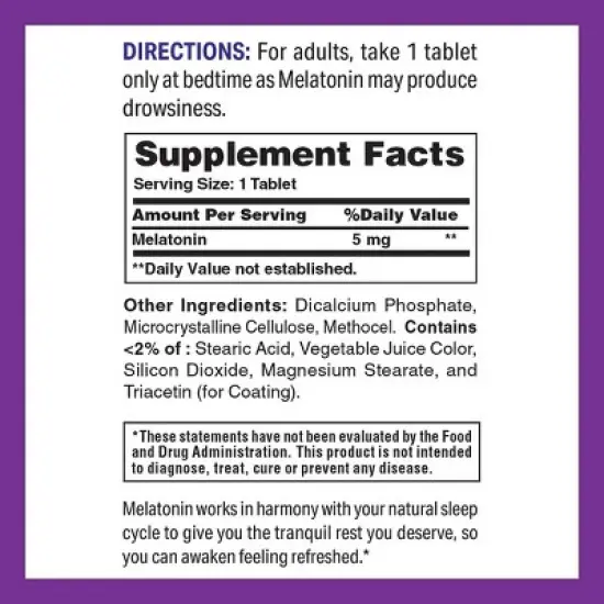 Vitamin World - Bi-Layered Melatonin 5 mg. image {1}