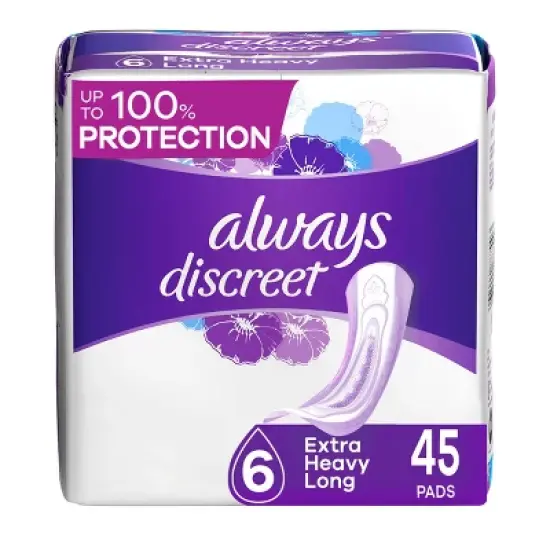 Always Discreet Incontinence and Postpartum Incontinence Pads for Women - Extra Heavy Absorbency - Long Length image {11}