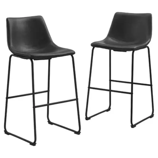 Set of 2 Laslo Modern Upholstered Faux Leather Barstools - Saracina Home image {7}