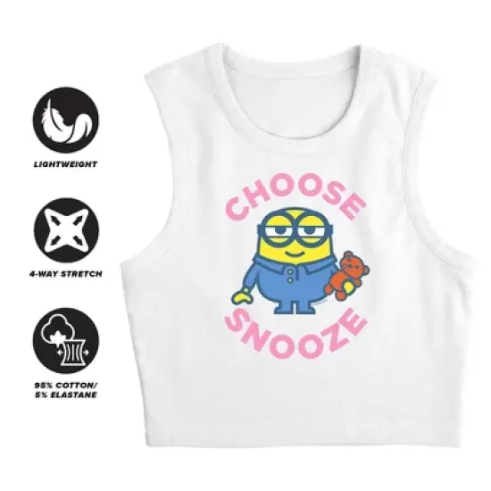 Women's Minionschoose Snooze Sleeveless Crop Top Tank image {2}