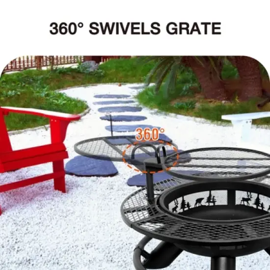 Bestier Fire Pit with Grills Grate, 47" Outdoor Firepit for Outside Wood Burning image {2}
