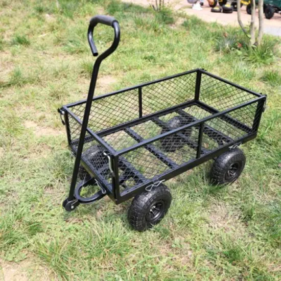 UBSSO Heavy-Duty Steel Mesh Garden Cart, All-Terrain Utility Wagon for Hauling, TC1840BKG image {2}