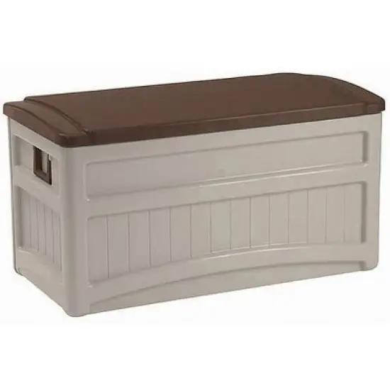 Suncast 73 Gallon Outdoor Patio Resin Deck Storage Box w/ Wheels, Taupe (2 Pack) image {3}