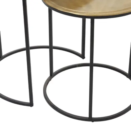 2pc Industrial Aluminum Accent Tables Black - Olivia & May image {3}