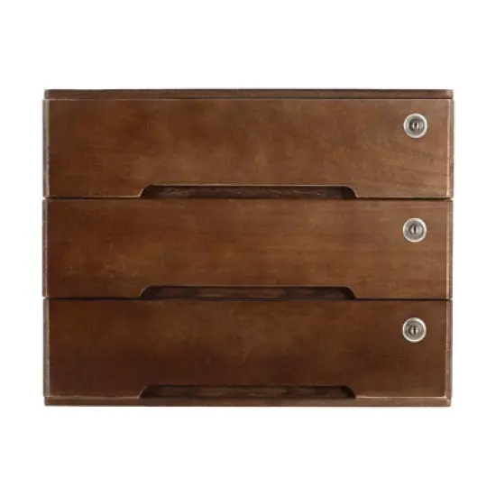YIYIBYUS Wooden Desktop Storage Box with 3 Lockable Drawers image {5}