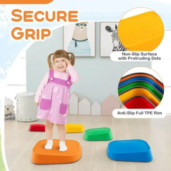 Costway 5 Pcs Balance Stepping Stones for Kids with Non-Slip Surface and Edging image {8}