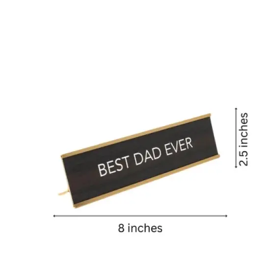 LEMONSODA Nameplate Style Desk Sign (Best Dad Ever) - Brown & Gold image {3}