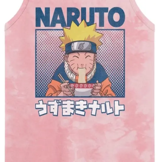Naruto Classic Naruto Eating Ramen Crew Neck Sleeveless Light Pink Cloud Wash Men's Tank Top image {1}
