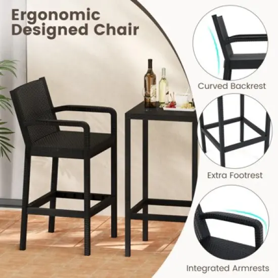 Tangkula 3 Piece Patio Bar Set Bistro Table & Chairs w/ Heavy-Duty Metal Frame image {7}