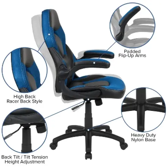 Flash Furniture Gaming Desk and Racing Chair Set with Cup Holder and Headphone Hook image {2}