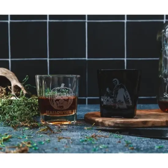 Silver Buffalo Halloween II Michael Myers 9-Ounce Etched Rocks Glasses | Set of 2 image {2}