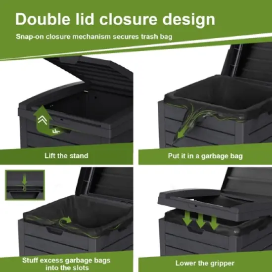 Yardgrace Outdoor Trash Can,Waterproof Resin Garbage Can with Garbage Labels,Durable Waste Bin for Porch, Backyard,Kitchen image {4}