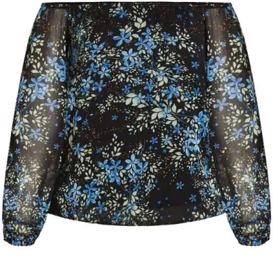 Women's Plus Size Blue Ditsy Top  - Blue Ditsy | CITY CHIC image {2}