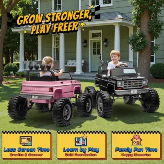Joyracer Chevrolet 24V 4WD 2-Seater Ride On Truck for Kids, Electric Ride On Toys Cars with 7Ah Battery, Remote Control & MP3 image {8}