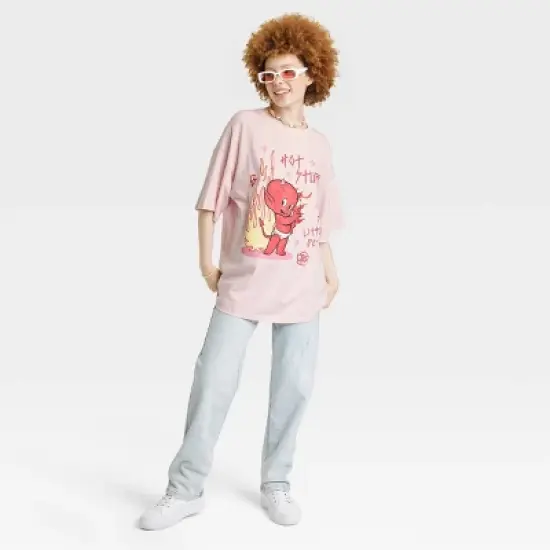 Women's Hot Stuff Oversized Short Sleeve Graphic T-Shirt - Pink image {2}