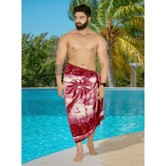 LA LEELA Men's Sarong Beach Pareo Swim Wraps One Size Barn Palm Tree image {4}
