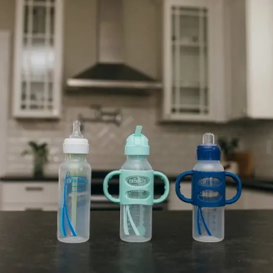 Dr. Brown's 8oz Milestones Narrow Sippy Straw Bottle with Silicone Handles - 6m+ - Green image {7}