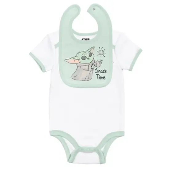 Star Wars The Child Baby Bodysuit Pants Bib and Hat 4 Piece Outfit Set Newborn to Infant image {8}