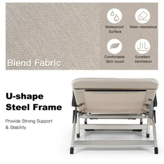 Costway Beach Chaise Lounge Chair Patio Folding Recliner w/ 7 Adjustable Positions image {5}