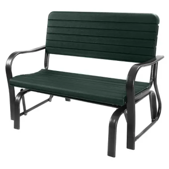 Costway Outdoor Patio Swing Porch Rocker Glider Bench Loveseat Garden Seat Steel New Borwn/Green image {11}