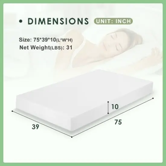 FDW 10 inch Mattress Gel Memory Foam Mattress for Cool Sleep & Pressure Relief/Medium Firm Mattresses CertiPUR-US Certified/Bed-in-a-Box image {6}