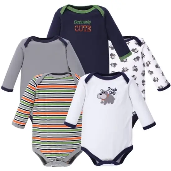Luvable Friends Baby Boy Cotton Long-Sleeve Bodysuits 5pk, Dog image {1}