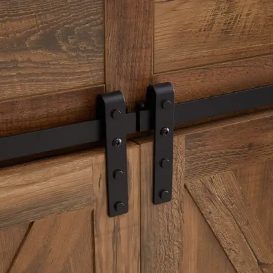 Large Dog Crate Furniture with Divider, Barn Door Design, Tabletop & Storage Drawers, Fits Dogs up to 200 lbs image {7}