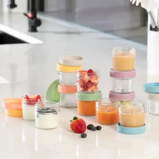 Glass Baby Food Storage Containers 12 Pack 4oz Baby Food Jars Reusable with Lids BPA-Free Leakproof Freezer, Microwave, Dishwasher Safe Baby Food Jars image {4}