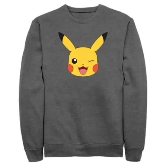 Men's Pokemon Pikachu Wink Face Sweatshirt image {8}