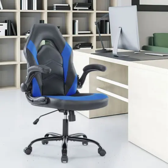 FIRNEWST Next - Level Gaming Comfort: PU Leather Ergonomic Chair with Adjustable Flip - up Armrests image {5}