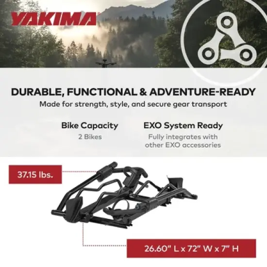 Yakima EXO DoubleUp 2 Bike Capacity Hitch Bike Rack with StrongArm Design, SpeedKnobs, and SKS Lock for EXO SwingBase or EXO TopShelf, Black image {5}