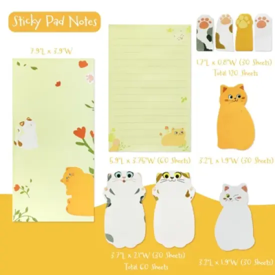 Wrapables Sticky Notes Set, Memo Notepads, Book Tabs, Page Markers, Sticky Notes, Home and Office Supplies (300 Sheets Total), Cats image {1}