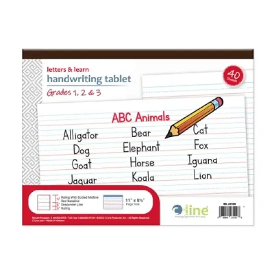 C-Line&reg; Letters & Learn Handwriting Tablet, 40 Sheets, 11" x 8-1/2", Pack of 6 image {1}