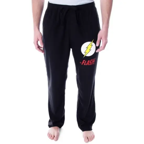 DC Comics Men's The Flash Classic Logo Loungewear Sleep Pajama Pants Black image {5}
