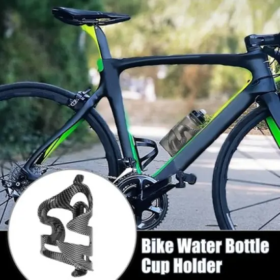 Unique Bargains Bicycle Water Drink Cup Bottle Holder Cages Rack Carbon Fiber Pattern Black 2 Pcs image {1}