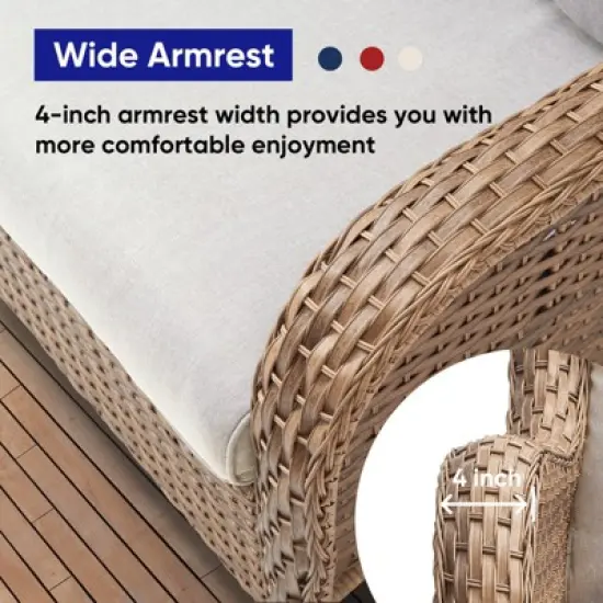 POCASSY 50" Wide Wicker Outdoor Loveseat Sofa with Weather Resistant Yellow Rattan for Porch, Balcony image {5}