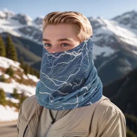 Unique Bargains Sunscreen Lightnings Pattern Face Scarf Mask Gray Blue 1 Pc image {1}