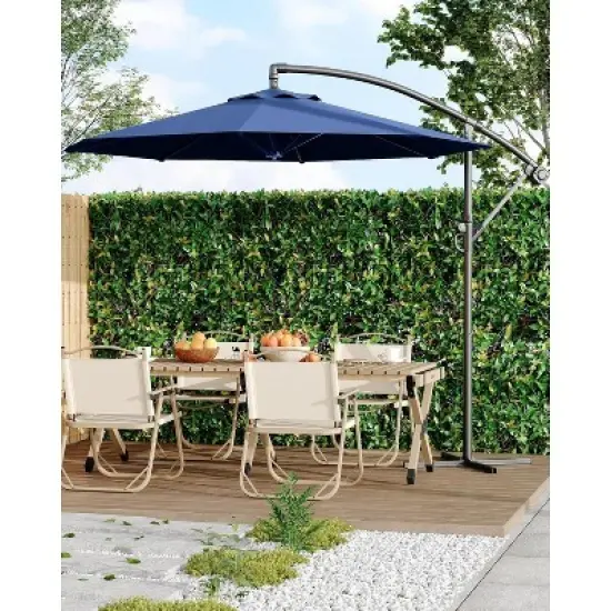 10FT Cantilever Umbrella with Cross Base &ndash; Outdoor Offset Patio Umbrella with Infinite Tilt & Crank Lift, Fade-Resistant Canopy image {5}
