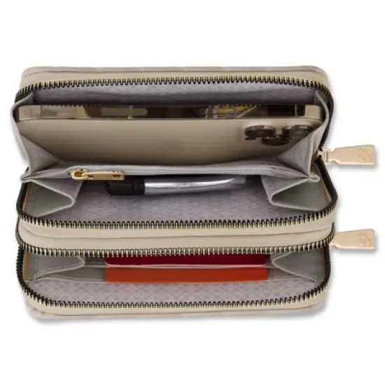 Daisy Fuentes Women's Diagonally Quilted Compact Wallet, Large Capacity with Double Zipper Closure image {4}